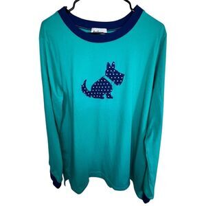 Anthony Richards Blue Long Sleeve T-Shirt With Dog Patch On Front